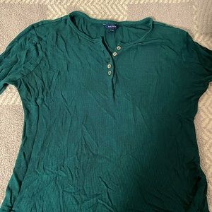 Nautica dark green waffle knit long sleeve top